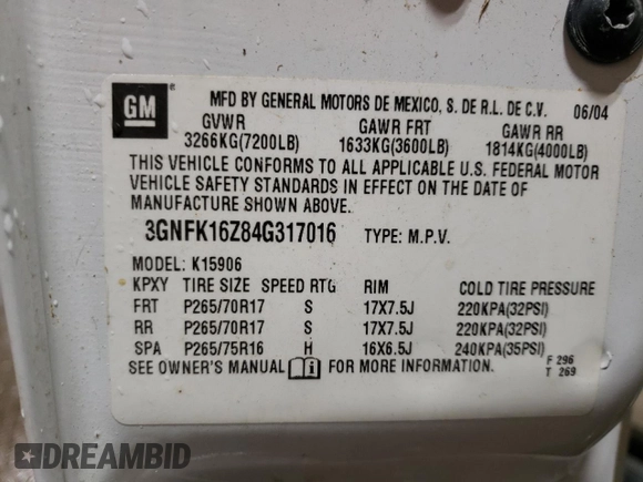 2004 Chevrolet Suburban Z71 with VIN 3GNFK16Z84G317016, listed as a Copart auction lot 74145374 with 257,362 mi miles and Clean Title. Bid and sale history available at carsss.com. Image 13.