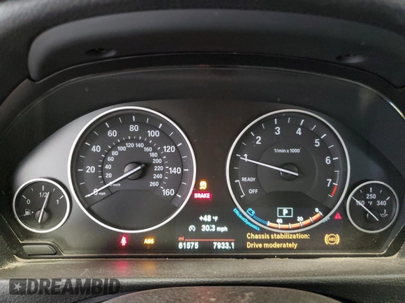 2015 BMW 3 Series 328i xDrive with VIN WBA3B5C5XFF962062, listed as a Copart auction lot 53622495 with 61,575 mi miles and Salvage Title. Bid and sale history available at carsss.com. Image 9.