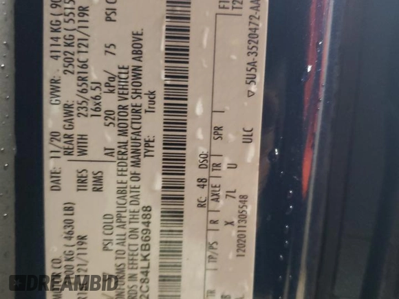 2020 Ford Transit Cargo z VIN 1FTBR2C84LKB69488, wystawiony jako Copart lot #86911014 z przebiegiem 104 004 mil mil oraz Szkoda całkowita • Salvage title. Historia ofert i sprzedaży dostępna na DreamBid. Obrazek 13.