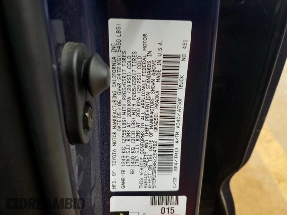 2006 Toyota Tacoma with VIN 5TEMU52N86Z264782, listed as a Copart auction lot 60710445 with 201,958 mi miles and Salvage title. Bid and sale history available at DreamBid. Image 12.