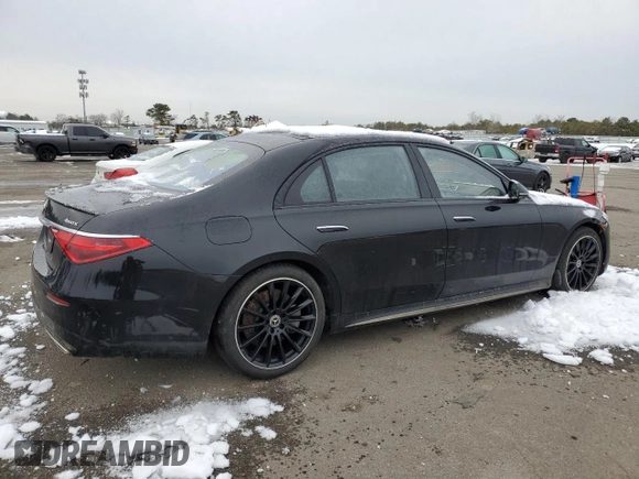 2023 Mercedes-Benz S-Class S 580 with VIN W1K6G7GB4PA222167, listed as a Copart auction lot 44016715 with 23,404 mi miles and Salvage Title. Bid and sale history available at carsss.com. Image 3.
