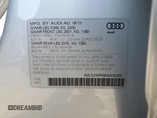 2014 Audi Q5 Premium Plus with VIN WA1LFAFP8EA008350, listed as a Copart auction lot 60706995 with 80,916 mi miles and Salvage title. Bid and sale history available at DreamBid. Image 13.