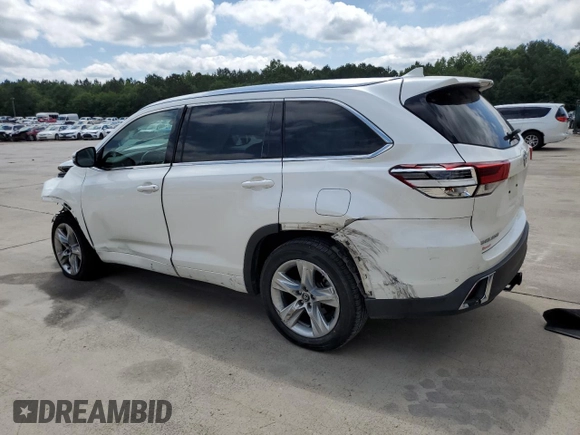 2017 Toyota Highlander Limited with VIN 5TDYZRFH8HS202829, listed as a Copart auction lot 58391795 with 81,957 mi miles and Salvage title. Bid and sale history available at DreamBid. Image 2.