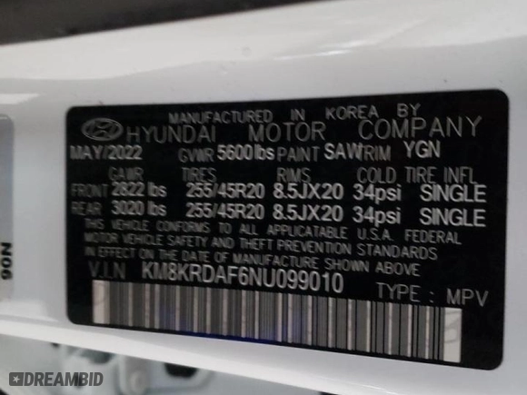 2022 Hyundai IONIQ 5 Limited with VIN KM8KRDAF6NU099010, listed as a Copart auction lot 47958093 with 8,626 mi miles. Bid and sale history available at carsss.com. Image 13.