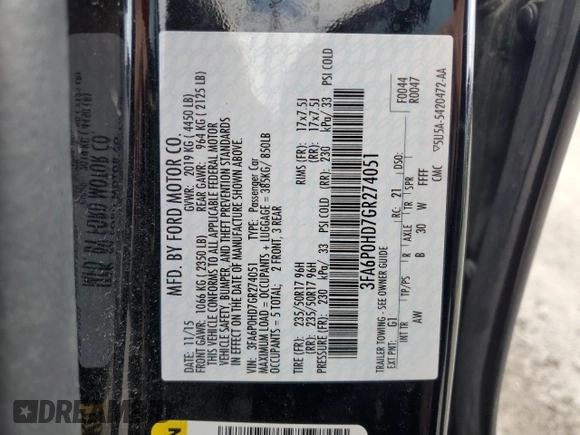 2016 Ford Fusion SE with VIN 3FA6P0HD7GR274051, listed as a Copart auction lot 55145555 with 135,858 mi miles and Salvage Title. Bid and sale history available at carsss.com. Image 13.