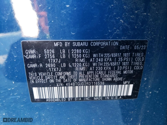 2024 Subaru Outback Wilderness with VIN 4S4BTGUD2R3116538, listed as a Copart auction lot 88655605 with 14,293 mi miles and Salvage Title. Bid and sale history available at carsss.com. Image 13.