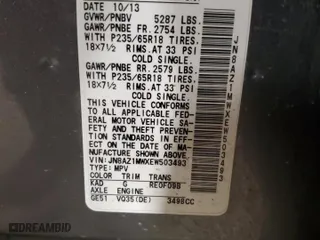 2014 Nissan Murano SL with VIN JN8AZ1MWXEW503493, listed as a Copart auction lot 85761074 with 114,479 mi miles and Salvage Title. Bid and sale history available at carsss.com. Image 15.