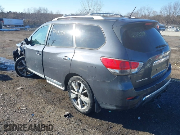 2013 Nissan Pathfinder SL with VIN 5N1AR2MM0DC606403, listed as a IAAI auction lot 41402104 with 128,644 mi miles and . Bid and sale history available at DreamBid. Image 3.