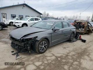 2022 Hyundai Sonata Hybrid Blue with VIN KMHL24JJ2NA037604, listed as a Copart auction lot 41190964 with 16,490 mi miles and Salvage Title. Bid and sale history available at carsss.com. Image 1.