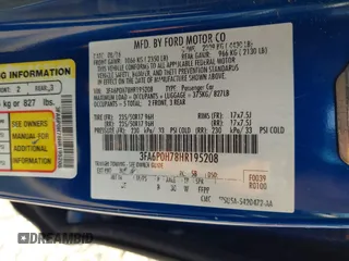 2017 Ford Fusion SE z VIN 3FA6P0H78HR195208, wystawiony jako IAAI lot #40384232 z przebiegiem 166 927 mil mil oraz . Historia ofert i sprzedaży dostępna na DreamBid. Obrazek 9.