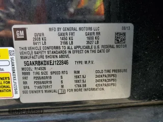 2014 Buick Enclave Leather with VIN 5GAKRBKDXEJ122846, listed as a Copart auction lot 52170985 with 177,611 mi miles and Salvage Title. Bid and sale history available at DreamBid. Image 14.