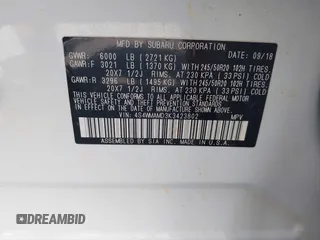2019 Subaru Ascent Limited z VIN 4S4WMAMD3K3423802, wystawiony jako IAAI lot #42828648 z przebiegiem 177 100 mil mil oraz . Historia ofert i sprzedaży dostępna na DreamBid. Obrazek 9.