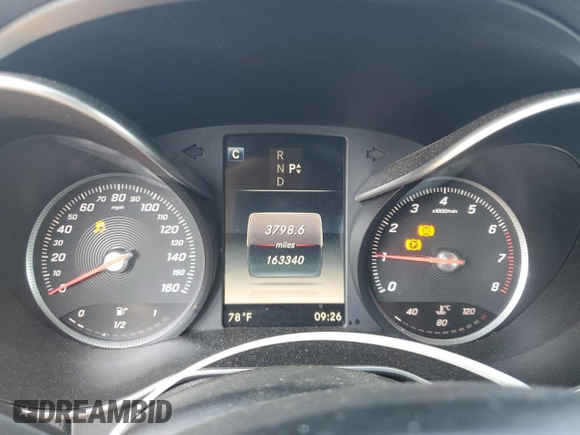 2016 Mercedes-Benz C 300 Luxury with VIN WDDWF4KBXGR121516, listed as a Copart auction lot 65587535 with 163,340 mi miles and Salvage title. Bid and sale history available at DreamBid. Image 9.