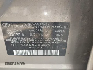 2015 Hyundai Elantra SE z VIN 5NPDH4AE9FH590805, wystawiony jako IAAI lot #41687509 z przebiegiem 237 215 mil mil oraz . Historia ofert i sprzedaży dostępna na DreamBid. Obrazek 9.