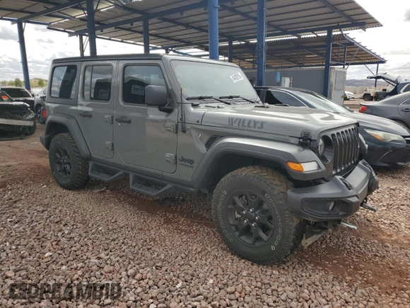 2022 Jeep Wrangler Unlimited Willys with VIN 1C4HJXDN8NW241324, listed as a Copart auction lot 49403795 with 25,727 mi miles and Salvage Title. Bid and sale history available at DreamBid. Image 4.