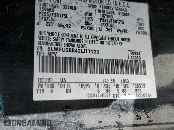 2002 Lincoln Navigator z VIN 5LMFU28R42LJ11223, wystawiony jako Copart lot #57127995 z przebiegiem 170 321 mil mil oraz Szkoda całkowita • Salvage title. Historia ofert i sprzedaży dostępna na DreamBid. Obrazek 13.