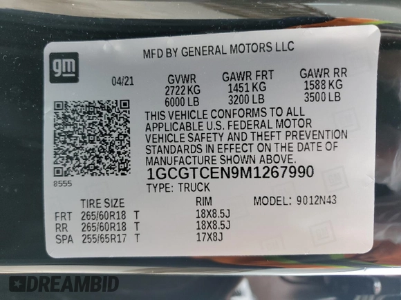2021 Chevrolet Colorado 4WD LT z VIN 1GCGTCEN9M1267990, wystawiony jako Copart lot #52175185 z przebiegiem 47 480 mil mil oraz Szkoda całkowita • Salvage title. Historia ofert i sprzedaży dostępna na DreamBid. Obrazek 12.