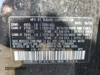 2021 Subaru Outback Touring with VIN 4S4BTAPC5M3124738, listed as a Copart auction lot 62161295 with 42,363 mi miles and Salvage title. Bid and sale history available at DreamBid. Image 13.