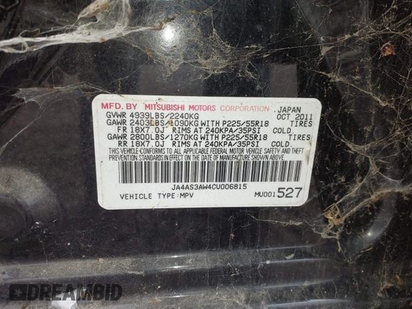 2012 Mitsubishi Outlander SE z VIN JA4AS3AW4CU006815, wystawiony jako IAAI lot #41652578 z przebiegiem 130 000 mil mil oraz . Historia ofert i sprzedaży dostępna na DreamBid. Obrazek 9.