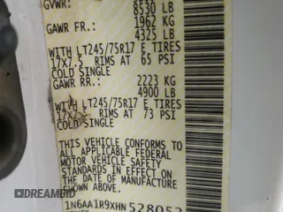 2017 Nissan Titan with VIN 1N6AA1R9XHN528052, listed as a Copart auction lot 55834165 with 183,802 mi miles and Salvage title. Bid and sale history available at DreamBid. Image 12.