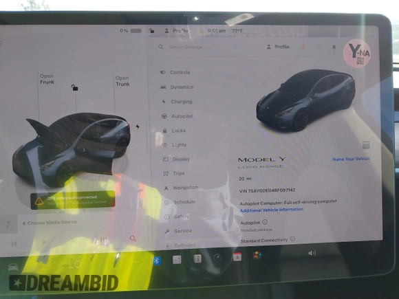2024 Tesla Model Y с VIN 7SAYGDED4RF097142, выставлен на аукционе IAAI как лот 41484729 с пробегом 20 миль миль и . История ставок и продаж доступна на DreamBid. Изображение 7.