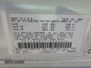 2007 Mitsubishi Galant ES with VIN 4A3AB36F27E058844, listed as a Copart auction lot 50871845 with 170,533 mi miles and Salvage Title. Bid and sale history available at carsss.com. Image 13.