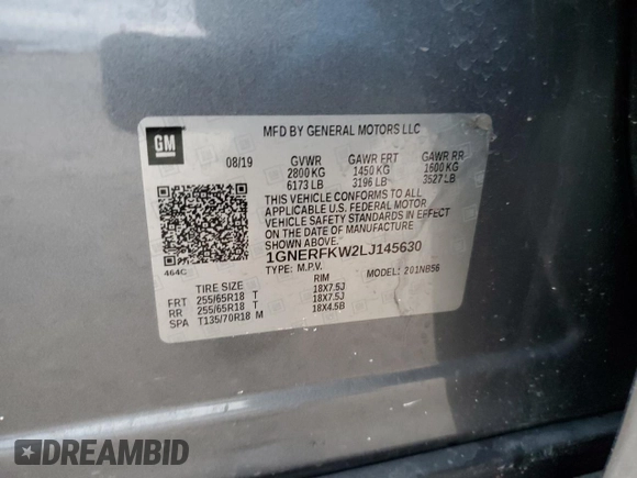 2020 Chevrolet Traverse LS with VIN 1GNERFKW2LJ145630, listed as a Copart auction lot 46484255 with 101,966 mi miles and Salvage Title. Bid and sale history available at carsss.com. Image 14.