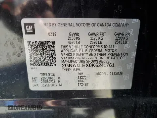 2019 Chevrolet Equinox LT with VIN 2GNAXLEX0K6241761, listed as a Copart auction lot 47849925 with Not Provided miles and Salvage Title. Bid and sale history available at DreamBid. Image 14.