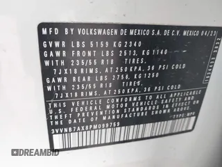 2023 Volkswagen Tiguan SE with VIN 3VVNB7AX8PM099759, listed as a IAAI auction lot 41340885 with 28,562 mi miles and . Bid and sale history available at DreamBid. Image 9.