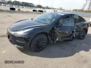 2022 Tesla Model 3 with VIN 5YJ3E1EAXNF185818, listed as a Copart auction lot 51608545 with 114,307 mi miles and Salvage Title. Bid and sale history available at DreamBid. Image 1.
