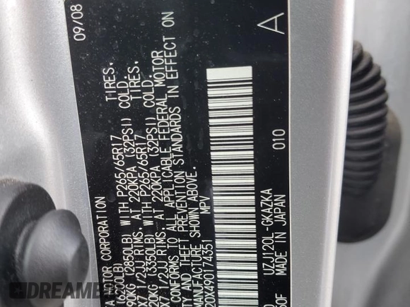2009 Lexus GX 470 z VIN JTJBT20X490174351, wystawiony jako Copart lot #48055095 z przebiegiem 115 365 mil mil oraz Szkoda całkowita • Salvage title. Historia ofert i sprzedaży dostępna na DreamBid. Obrazek 14.