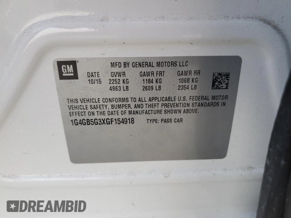 2016 Buick LaCrosse Leather with VIN 1G4GB5G3XGF154918, listed as a Copart auction lot 42720175 with Not Provided miles and Salvage Title. Bid and sale history available at DreamBid. Image 12.