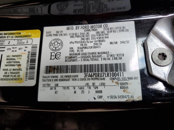 2020 Ford Fusion Titanium with VIN 3FA6P0RU7LR100411, listed as a Copart auction lot 56215615 with 108,457 mi miles and Salvage title. Bid and sale history available at DreamBid. Image 12.