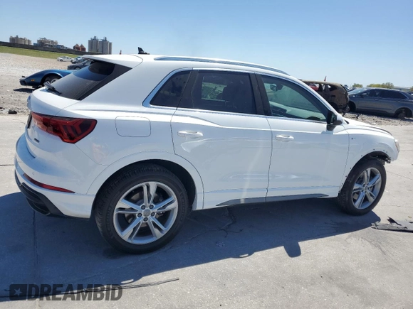 2020 Audi Q3 S line Premium with VIN WA1DECF36L1016976, listed as a Copart auction lot 49658255 with 15,404 mi miles and Salvage Title. Bid and sale history available at carsss.com. Image 3.