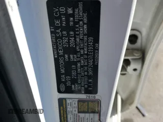 2020 Kia Forte LXS with VIN 3KPF24AD7LE191439, listed as a Copart auction lot 46739535 with 58,597 mi miles and Salvage Title. Bid and sale history available at carsss.com. Image 14.