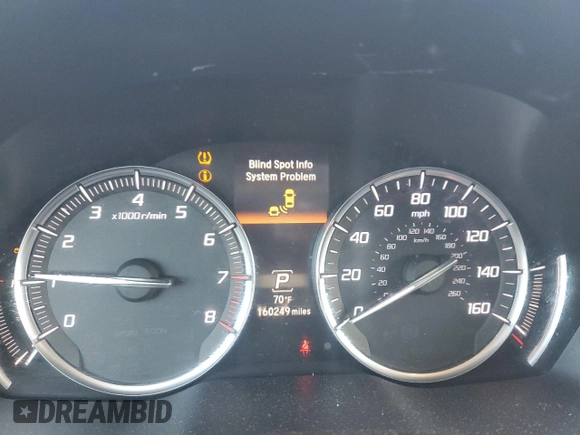 2017 Acura MDX Technology with VIN 5FRYD4H53HB023928, listed as a Copart auction lot 56055535 with 160,249 mi miles and Salvage title. Bid and sale history available at DreamBid. Image 9.