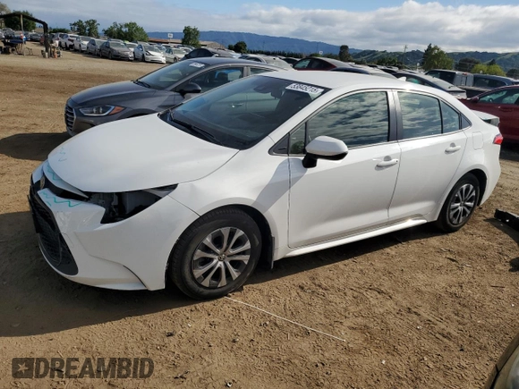 2022 Toyota Corolla Hybrid LE with VIN JTDEAMDE4NJ042155, listed as a Copart auction lot 53845215 with 28,254 mi miles and Salvage Title. Bid and sale history available at carsss.com. Image 1.