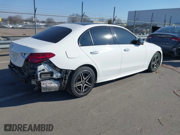 2023 Mercedes-Benz C 300 with VIN W1KAF4GB4PR108957, listed as a IAAI auction lot 41381589 with 23,496 mi miles and . Bid and sale history available at DreamBid. Image 4.