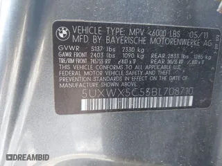 2011 BMW X3 28i with VIN 5UXWX5C55BL708710, listed as a IAAI auction lot 41940504 with 162,240 mi miles. Bid and sale history available at carsss.com. Image 9.