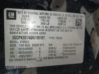 2013 Chevrolet Silverado 1500 LT with VIN 3GCPKSE70DG106167, listed as a IAAI auction lot 41745580 with 205,870 mi miles. Bid and sale history available at carsss.com. Image 9.