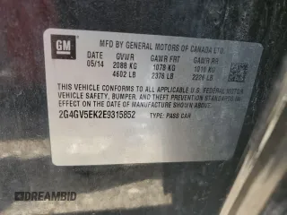 2014 Buick Regal with VIN 2G4GV5EK2E9315852, listed as a Copart auction lot 50875305 with 93,999 mi miles and Salvage Title. Bid and sale history available at carsss.com. Image 12.