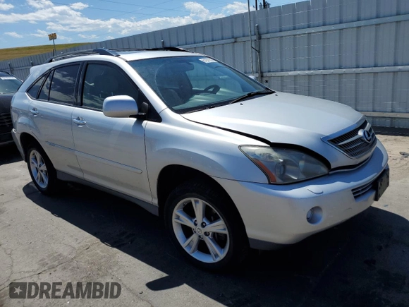 2008 Lexus RX 400h with VIN JTJGW31U482005960, listed as a Copart auction lot 61951524 with Not Provided miles and Salvage Title. Bid and sale history available at DreamBid. Image 4.