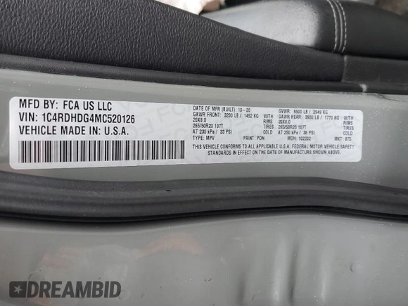 2021 Dodge Durango GT z VIN 1C4RDHDG4MC520126, wystawiony jako Copart lot #44934605 z przebiegiem 96 735 mil mil oraz Szkody całkowita. Historia ofert i sprzedaży dostępna na DreamBid. Obrazek 14.