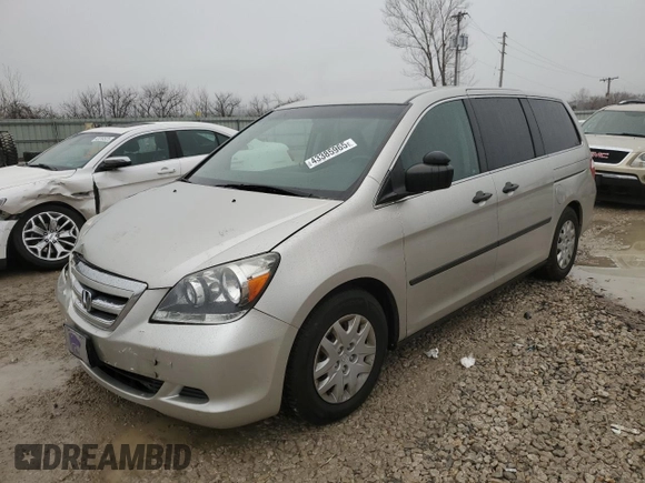 2006 Honda Odyssey LX with VIN 5FNRL38236B112565, listed as a Copart auction lot 43385965 with 118,946 mi miles and Salvage Title. Bid and sale history available at carsss.com. Image 1.