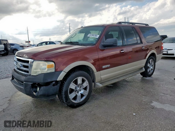 2007 Ford Expedition Max Eddie Bauer z VIN 1FMFK17527LA44128, wystawiony jako Copart lot #53398285 z przebiegiem 278 476 mil mil oraz Czysty tytuł • Clean title. Historia ofert i sprzedaży dostępna na DreamBid. Obrazek 1.