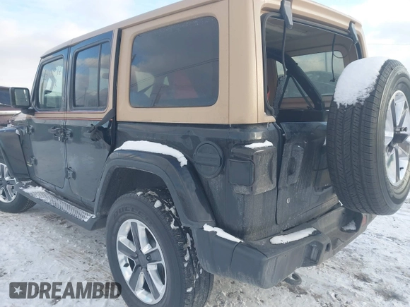 2020 Jeep Wrangler Unlimited Sahara with VIN 1C4HJXEN6LW113725, listed as a IAAI auction lot 41399766 with 87,583 mi miles. Bid and sale history available at carsss.com. Image 18.