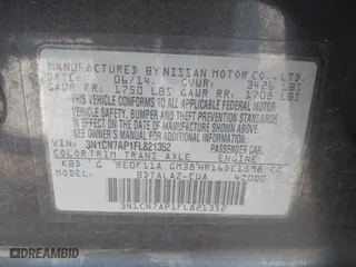 2015 Nissan Versa SV with VIN 3N1CN7AP1FL821352, listed as a IAAI auction lot 41379695 with 226,129 mi miles. Bid and sale history available at carsss.com. Image 9.