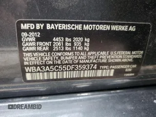 2013 BMW 3 Series 328i with VIN WBA3A5C55DF359374, listed as a Copart auction lot 51003225 with 198,759 mi miles and Salvage Title. Bid and sale history available at carsss.com. Image 14.