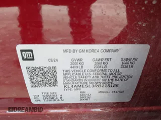 2024 Buick Encore GX Sport Touring with VIN KL4AMESL3RB215185, listed as a IAAI auction lot 42483206 with 13,981 mi miles and . Bid and sale history available at DreamBid. Image 9.