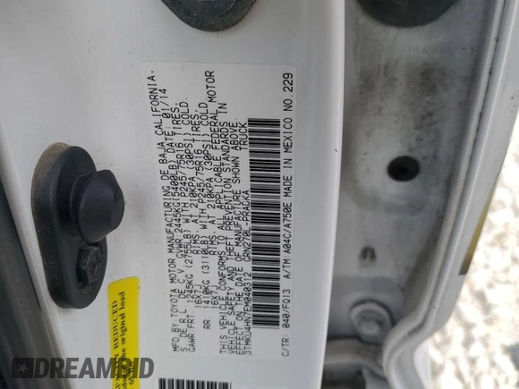 2014 Toyota Tacoma PreRunner with VIN 3TMKU4HN7EM040312, listed as a Copart auction lot 87420864 with 68,853 mi miles and Salvage title. Bid and sale history available at DreamBid. Image 12.